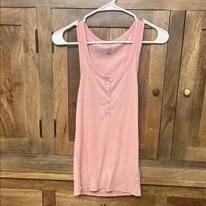 Aerie Light Pink Button-Front Tank Top